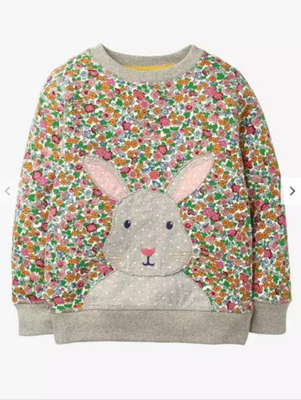 Boden Floral Bunny Applique Sweatshirt Size 8-9Y